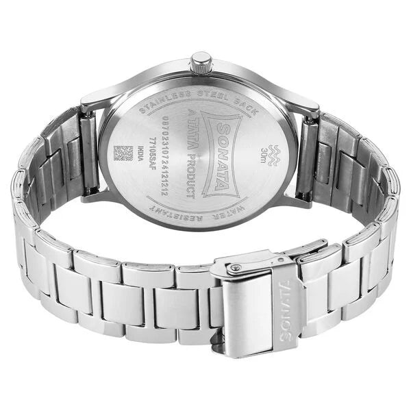 Sonata Aspire Quartz Analog Blue Dial Watch For Men - 77105SM19W - KRISHNA WATCH COMPANY