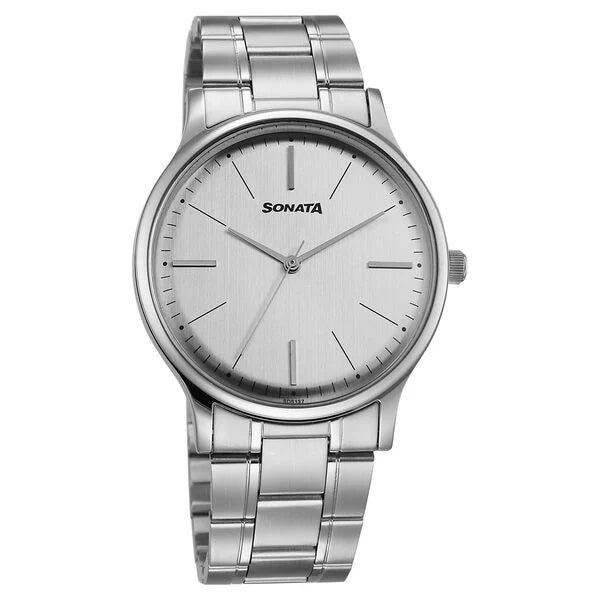 Sonata Aspire Quartz Analog Grey Dial Stainless Steel Strap Watch For Men 77105sm26w - KRISHNA WATCH COMPANY