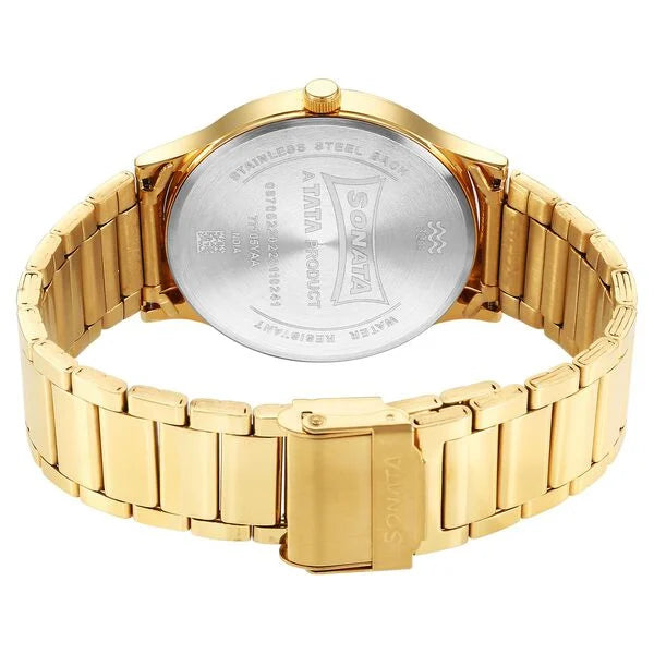 Sonata Quartz Analog Silver Dial Watch for Men - 77105YM02 - KRISHNA WATCH COMPANY