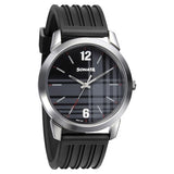 Sonata Smart Plaid Quartz Analog Black Dial TPU Strap Watch for Men 77107sp04w