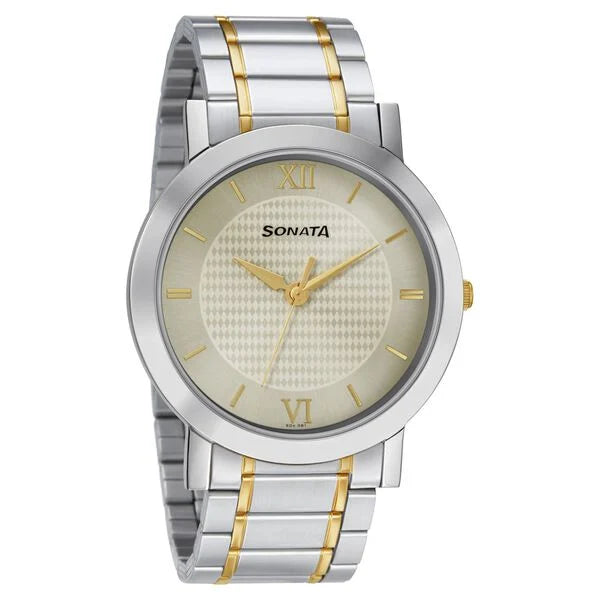 Sonata Quartz Analog Watch for Men - 77108BM01W - KRISHNA WATCH COMPANY