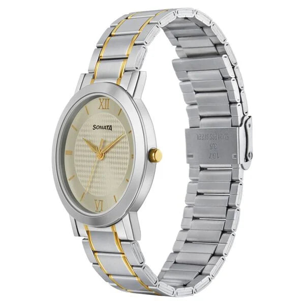 Sonata Quartz Analog Watch for Men - 77108BM01W - KRISHNA WATCH COMPANY