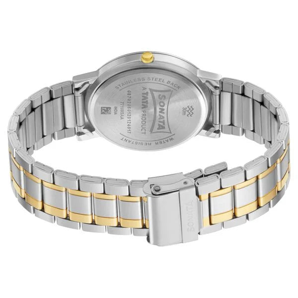 Sonata Quartz Analog with Date Silver Dial Stainless Steel Strap Watch for Men 77108BM02W - KRISHNA WATCH COMPANY