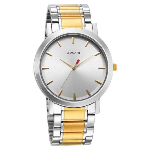 Sonata Utsav Quartz Analog Silver Dial Watch for Men 77108bm04 - KRISHNA WATCH COMPANY