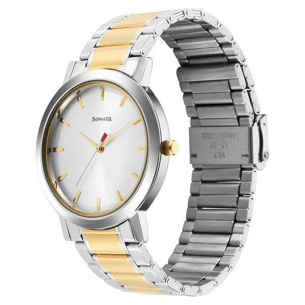 Sonata Utsav Quartz Analog Silver Dial Watch for Men 77108bm04 - KRISHNA WATCH COMPANY
