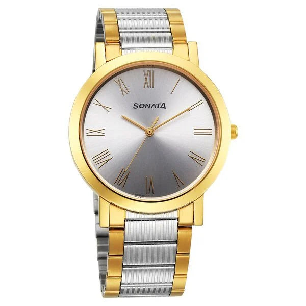 Sonata Utsav Quartz Analog Grey Dial Stainless Steel Strap Watch for Men 77108bm06 - KRISHNA WATCH COMPANY