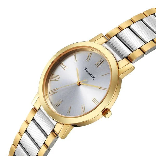 Sonata Utsav Quartz Analog Grey Dial Stainless Steel Strap Watch for Men 77108bm06 - KRISHNA WATCH COMPANY