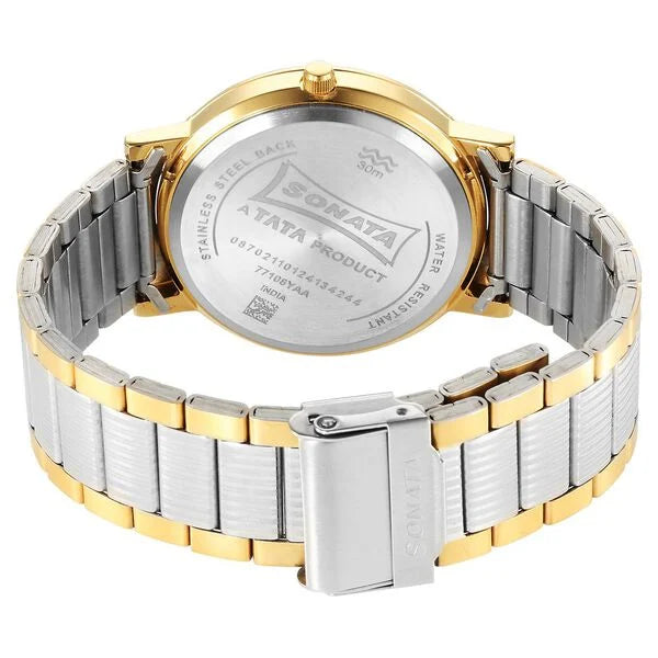 Sonata Utsav Quartz Analog Grey Dial Stainless Steel Strap Watch for Men 77108bm06 - KRISHNA WATCH COMPANY