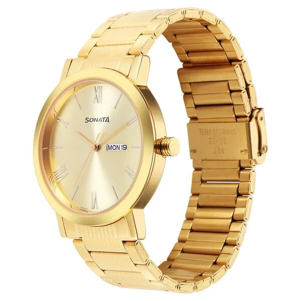 Sonata Utsav Quartz Analog 77108YM11 - KRISHNA WATCH COMPANY
