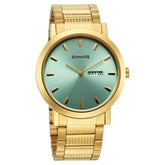 Sonata Utsav Quartz Analog with Day and Date Green Dial Stainless Steel Strap Watch for Men 77108YM12