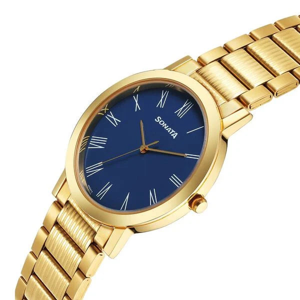 Sonata Utsav Quartz Analog with Day and Date Green Dial Stainless Steel Strap Watch for Men 77108YM14 - KRISHNA WATCH COMPANY