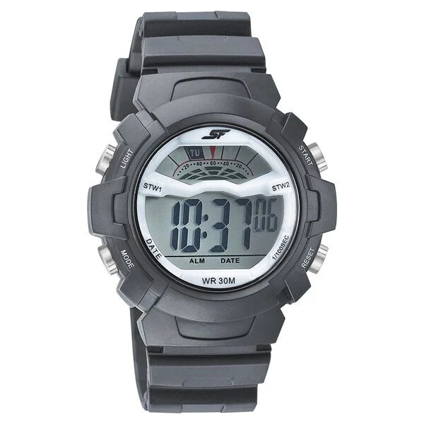 SF Digital Dial Black PU Strap Watch for Men 77109pp01 - KRISHNA WATCH COMPANY