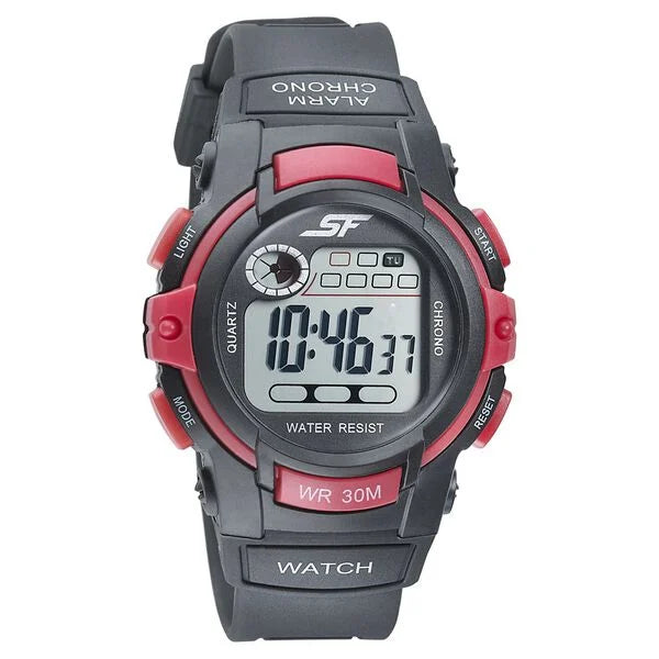 SF Digital Dial Black PU Strap Watch for Men 77110pp01 - KRISHNA WATCH COMPANY
