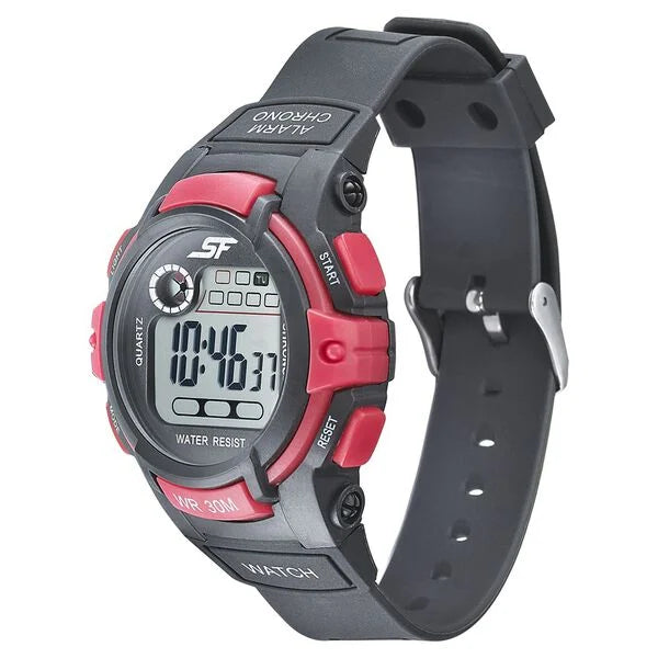 SF Digital Dial Black PU Strap Watch for Men 77110pp01 - KRISHNA WATCH COMPANY