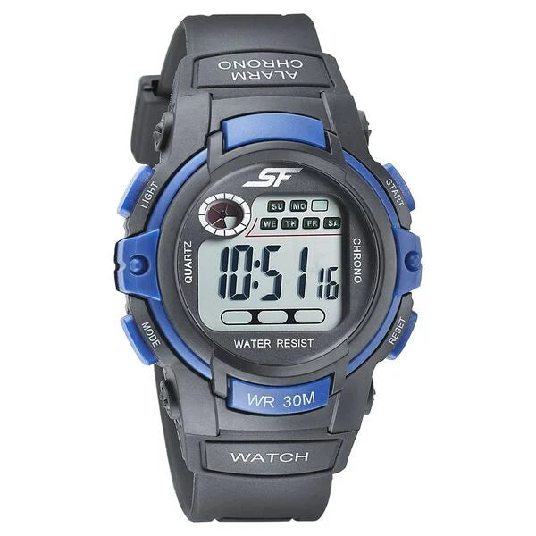 SF Digital Dial Black PU Strap Watch for Men 77110pp03 - KRISHNA WATCH COMPANY