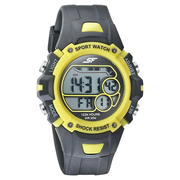 SF Digital Dial Black PU Strap Watch for Men 77111pp03 - KRISHNA WATCH COMPANY