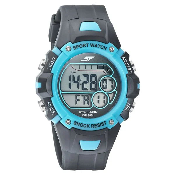 SF Digital Dial Black PU Strap Watch for Men 77111pp04 - KRISHNA WATCH COMPANY