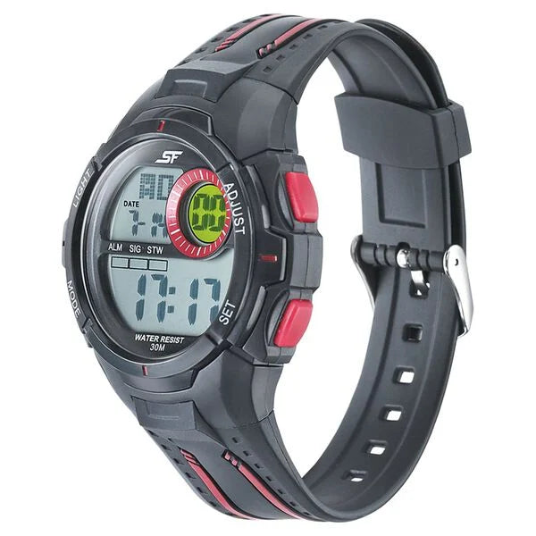 SF Digital Dial Black PU Strap Watch for Men 77112pp01 - KRISHNA WATCH COMPANY