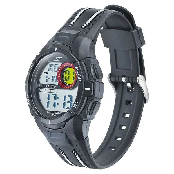 SF Digital Dial Black PU Strap Watch for Men 77112pp02 - KRISHNA WATCH COMPANY