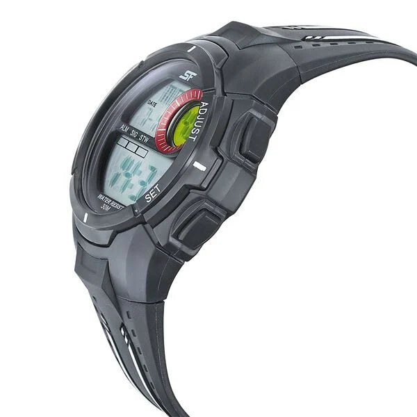 SF Digital Dial Black PU Strap Watch for Men 77112pp02 - KRISHNA WATCH COMPANY