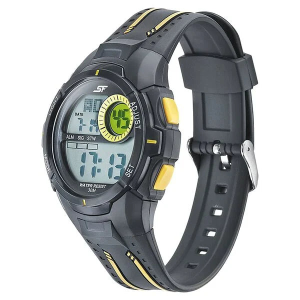 SF Digital Dial Black PU Strap Watch for Men 77112pp03 - KRISHNA WATCH COMPANY