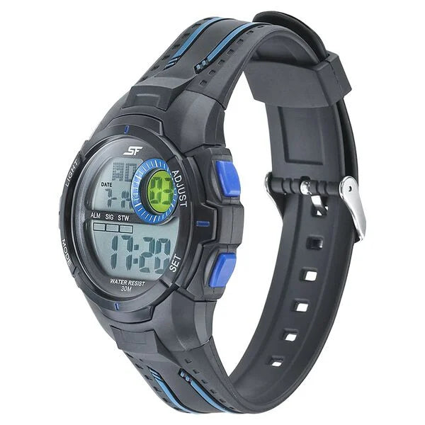 SF Digital Dial Black PU Strap Watch for Men 77112pp04 - KRISHNA WATCH COMPANY