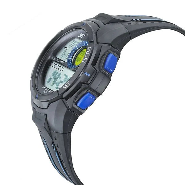 SF Digital Dial Black PU Strap Watch for Men 77112pp04 - KRISHNA WATCH COMPANY
