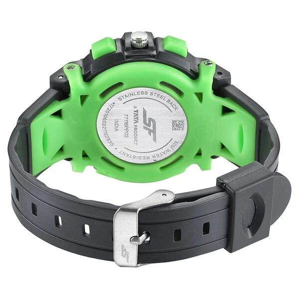 SF Quartz Analog Digital Black Dial PU Strap Watch for Men 77116pp02w - KRISHNA WATCH COMPANY
