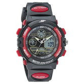 SF Quartz Analog Digital Black Dial PU Strap Watch for Men 77116pp03w