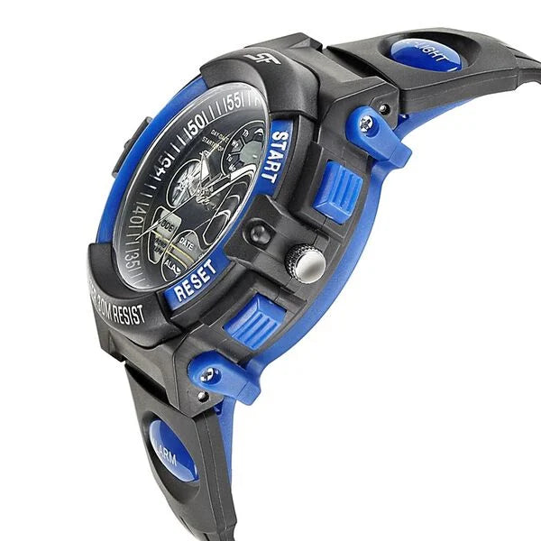 SF Quartz Analog Digital Black Dial PU Strap Watch for Men 77116pp04w - KRISHNA WATCH COMPANY