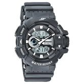 SF Quartz Analog Digital Black Dial PU Strap Watch for Men 77118pp01w