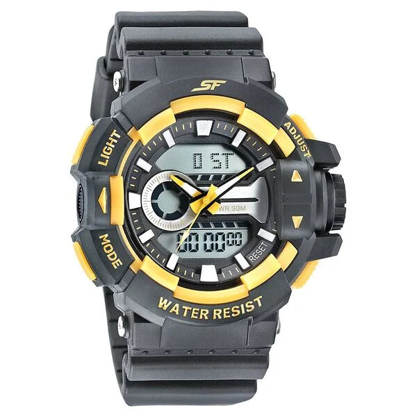 SF Quartz Analog Digital Black Dial PU Strap Watch for Men ns77118pp03w / 77118pp03w - KRISHNA WATCH COMPANY
