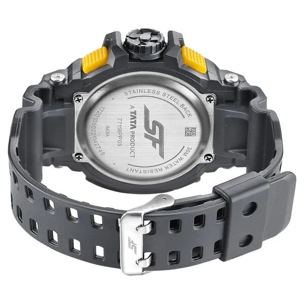 SF Quartz Analog Digital Black Dial PU Strap Watch for Men ns77118pp03w / 77118pp03w - KRISHNA WATCH COMPANY