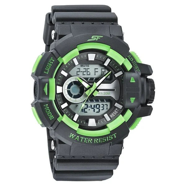 SF Quartz Analog Digital Black Dial PU Strap Watch for Men - 77118PP04W - KRISHNA WATCH COMPANY