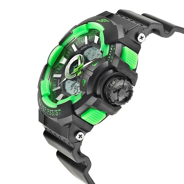 SF Quartz Analog Digital Black Dial PU Strap Watch for Men - 77118PP04W - KRISHNA WATCH COMPANY