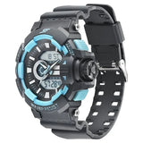 SF Quartz Analog Digital Black Dial PU Strap Watch for Men 77118pp05w