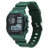 SF Digital Dial Green PU Strap Watch For Unisex 77123pp03