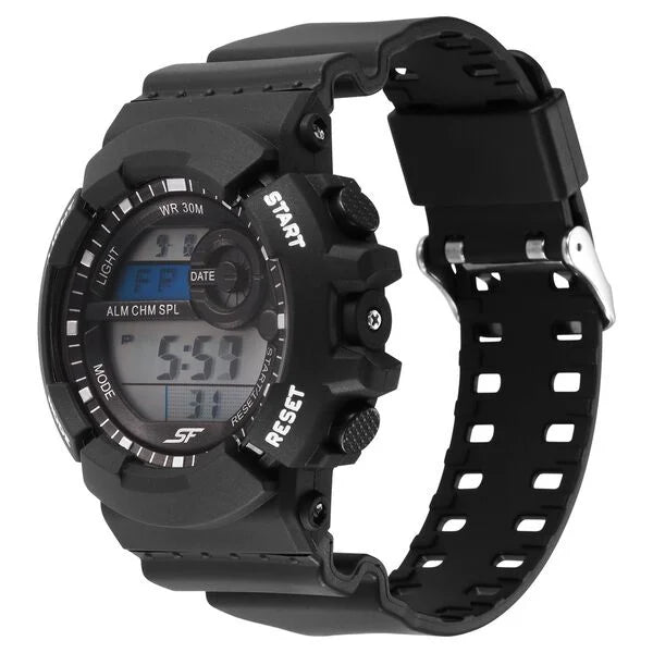 SF Sporty Digital Black Dial Polyurethane Strap Watch for Men 77130pp01w - KRISHNA WATCH COMPANY