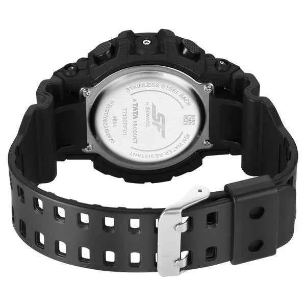 SF Digital Round Round Shaped Dial Black PU Strap Watch For Men 77130pp02w - KRISHNA WATCH COMPANY
