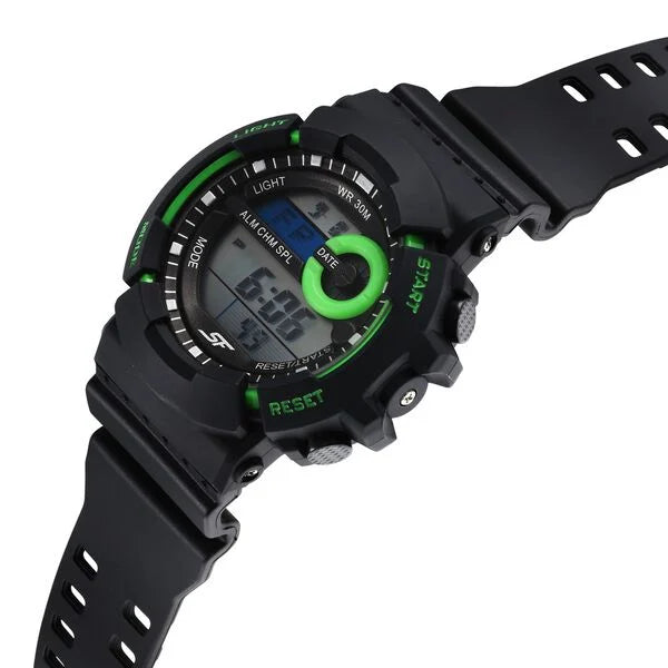 SF Digital Round Dial Black PU Strap Watch For Men 77130pp04w - KRISHNA WATCH COMPANY