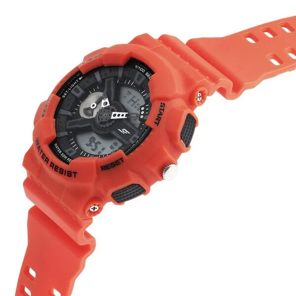 SF Dreamer Series Quartz Digital Analog Digital Black Dial Orange Plastic Strap Watch For Men 77132pp10w - KRISHNA WATCH COMPANY