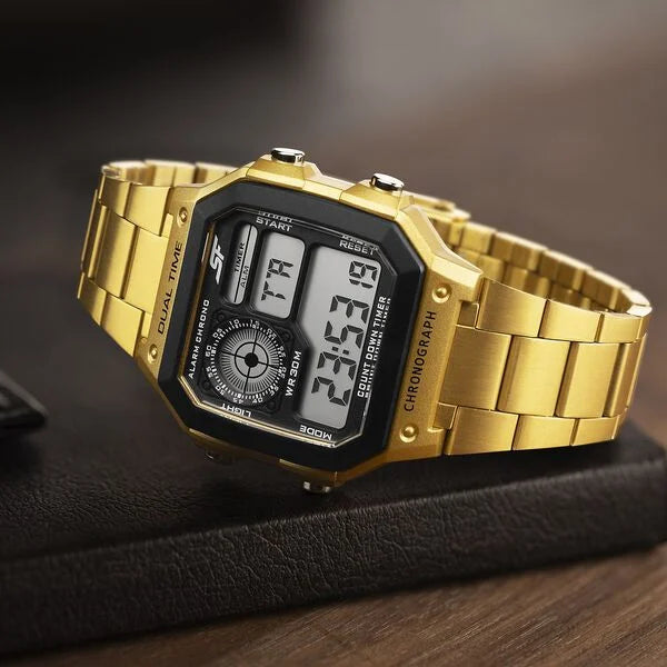 SF Digital Dial Golden Stainless Steel Strap Watch For Unisex 77134pm03w - KRISHNA WATCH COMPANY