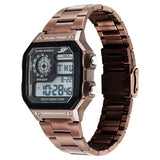 Sonata Hexa Digital Black Dial Brown Color Stainless Steel Strap Watch For Unisex 77134pm05w