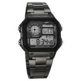 Sonata Hexa Digital Black Dial Grey Color Stainless Steel Strap Watch For Unisex 77134pm06w