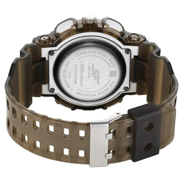 Sonata SF Spectra Quartz Digital Brown Dial Translucent Brown Polyether Strap Watch For Men 77137pp06