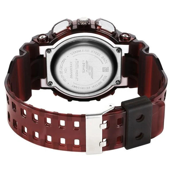 Sonata SF Spectra Quartz Digital Maroon Dial Translucent Maroon Polyether Strap Watch For Men 77137pp07