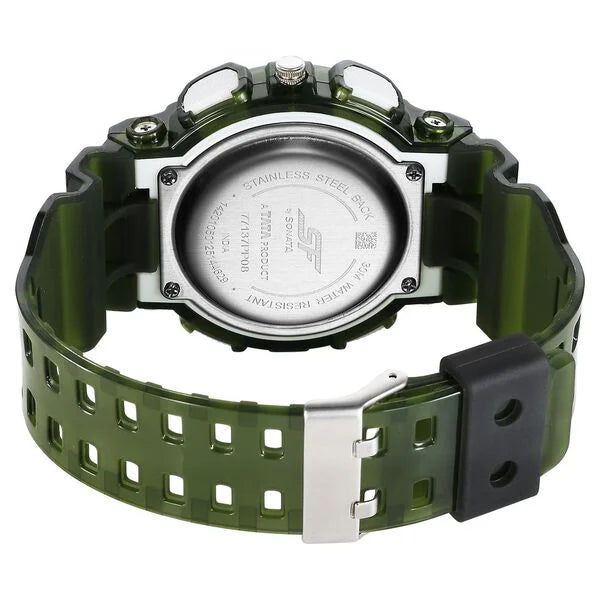 Sonata SF Spectra Quartz Digital Green Dial Translucent Green Polyether Strap Watch For Men 77137pp08