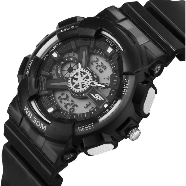 Sonata SF Spectra Quartz Digital Black Dial Translucent Black PU Strap Watch For Men 77137pp09 - KRISHNA WATCH COMPANY