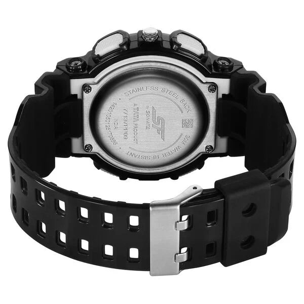 Sonata SF Spectra Quartz Digital Black Dial Translucent Black PU Strap Watch For Men 77137pp09