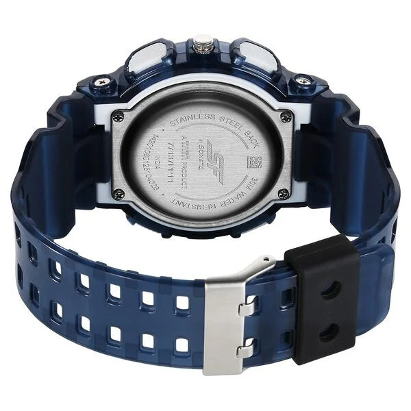 Sonata SF Spectra Quartz Digital Blue Dial Translucent Blue PU Strap Watch For Men 77137pp11